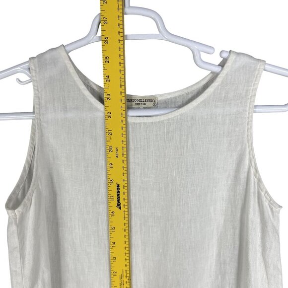 Terzo Millennio Womens S White Linen Tank Top Crochet Hem Italy Made Clean Girl - Picture 9 of 12
